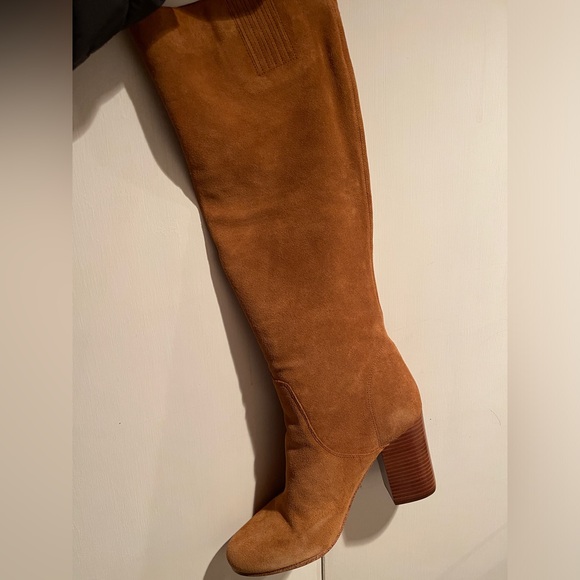 New In Box Size 10 Michael Kors Womens Leigh Tan Suede Knee-High Boots